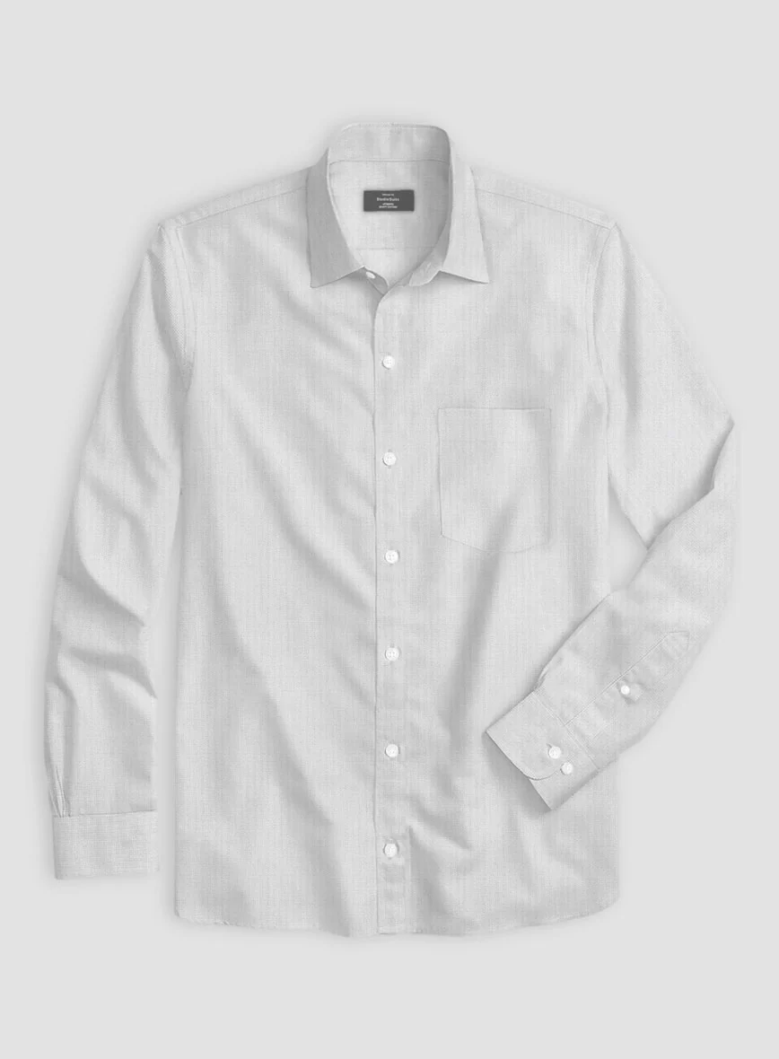 Ash Gray Herringbone Cotton Shirt - Image 2