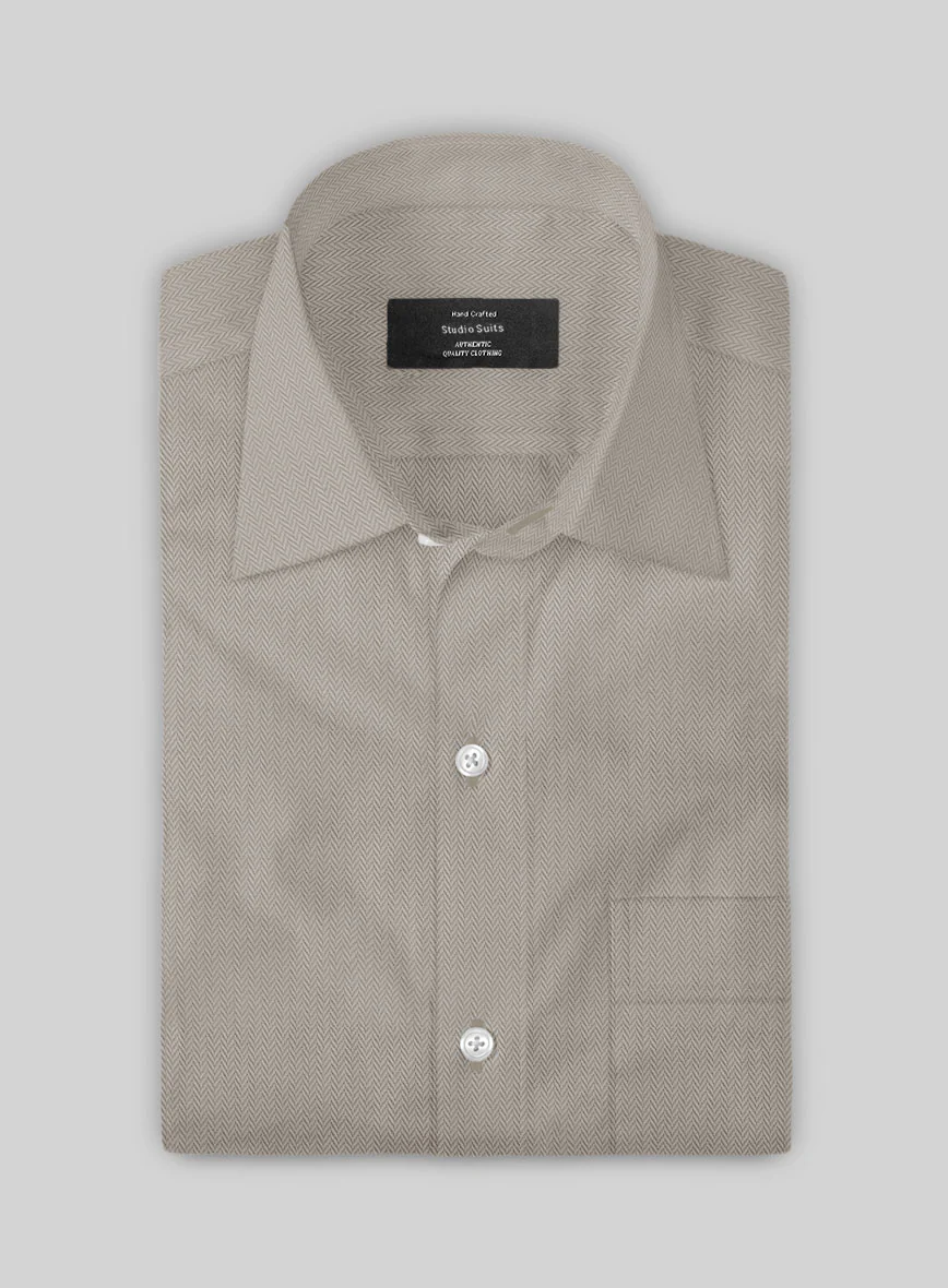 Ashley Gray Herringbone Cotton Shirt