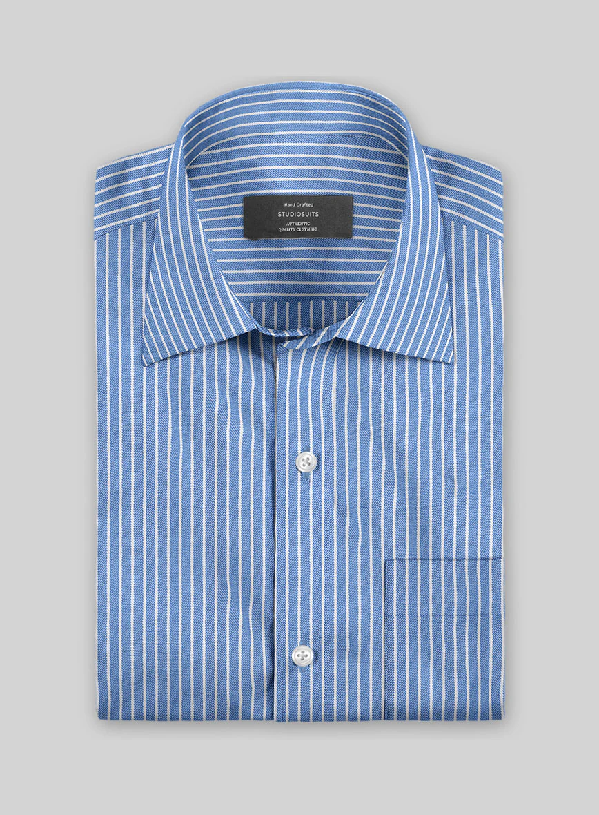 Azure Blue Stripe Cotton Shirt