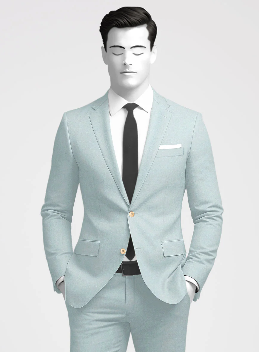 Napolean Wool Baby Blue Suit - Image 3