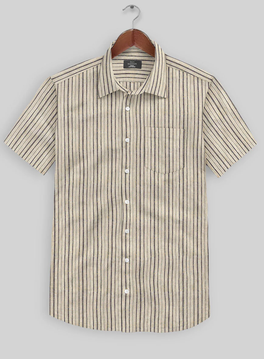Beige Stripe Linen Shirt