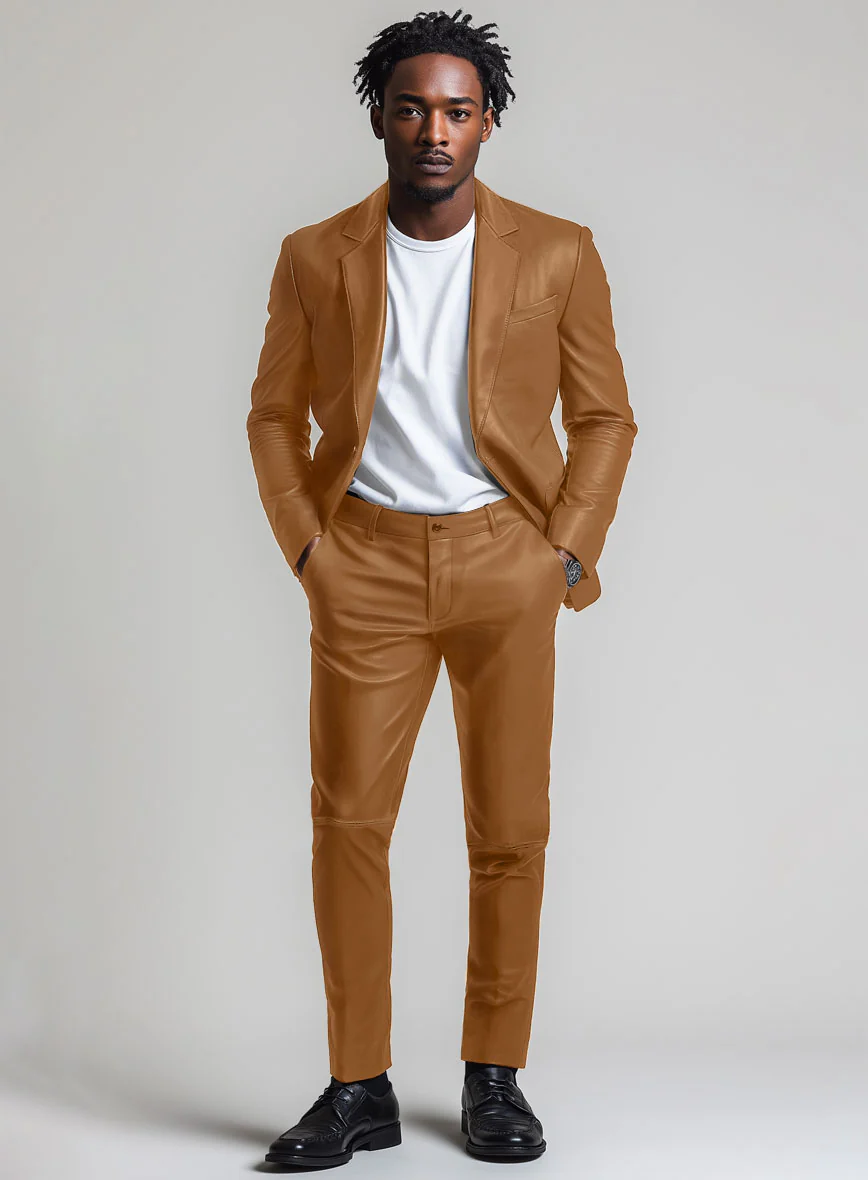 Bella Brown Leather Suit - Image 4