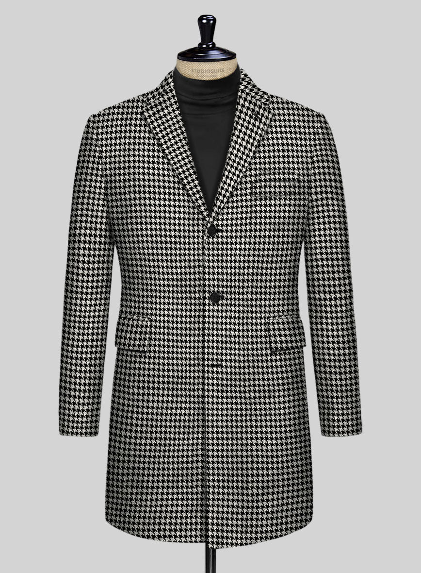Big Houndstooth BW Tweed Overcoat