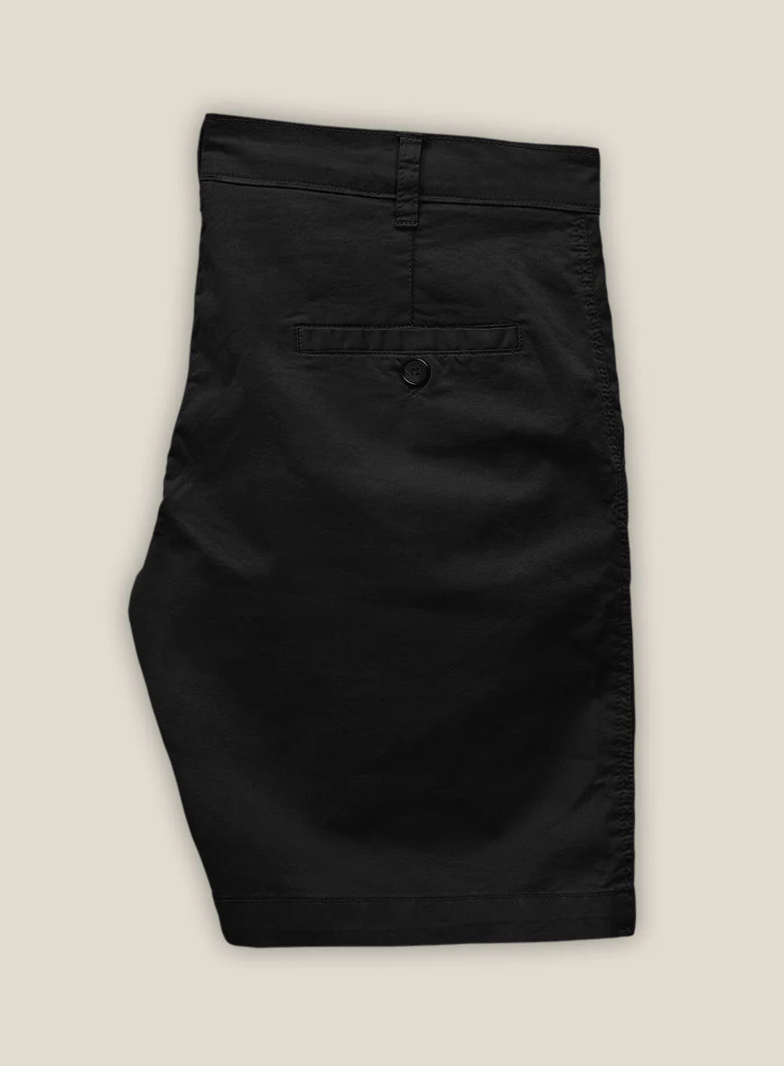 Black Cotton Power Stretch Chino Shorts - Image 2