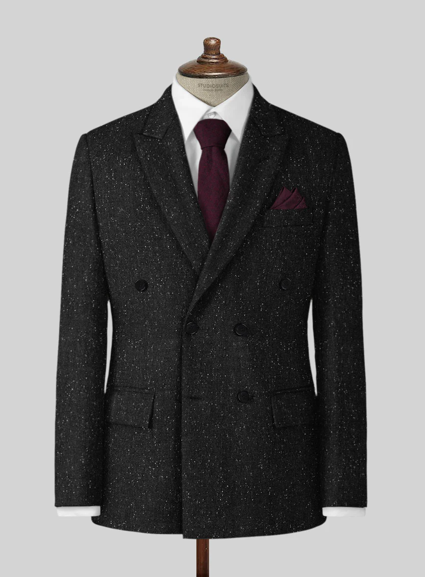 Black Flecks Donegal Tweed Double Breasted Jacket