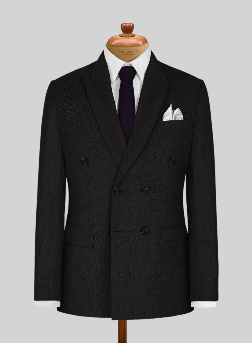 Black Merino Wool Double Breasted Jacket