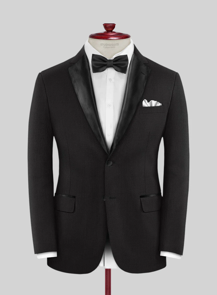 Black Merino Wool Tuxedo Jacket - Image 2