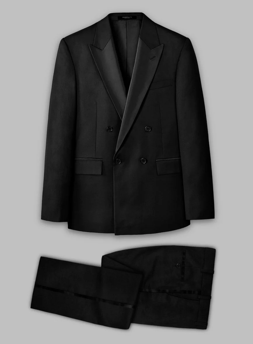 Black Smoking Double Breasted Tuxedo Suit - Image 2