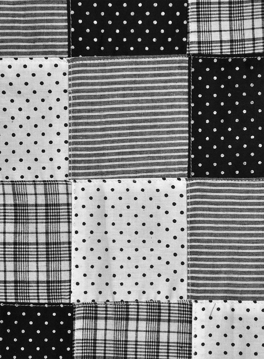 Black & White Madras Patchwork Shorts - Image 5