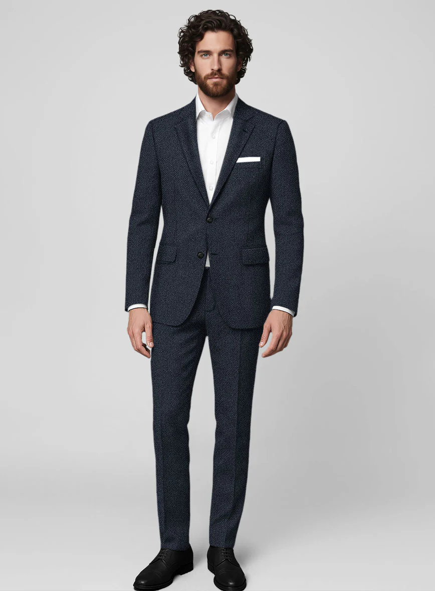 Blue Heavy Tweed Suit