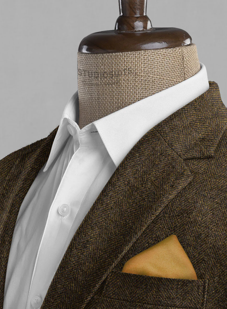 Bottle Brown Herringbone Tweed Jacket - Image 4