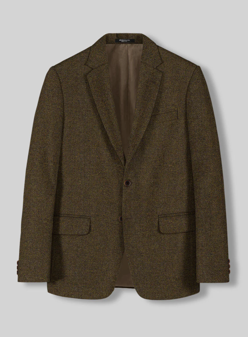 Bottle Brown Herringbone Tweed Suit - Image 5