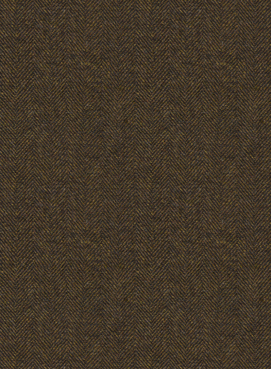 Bottle Brown Herringbone Tweed Double Breasted Suit - Image 4