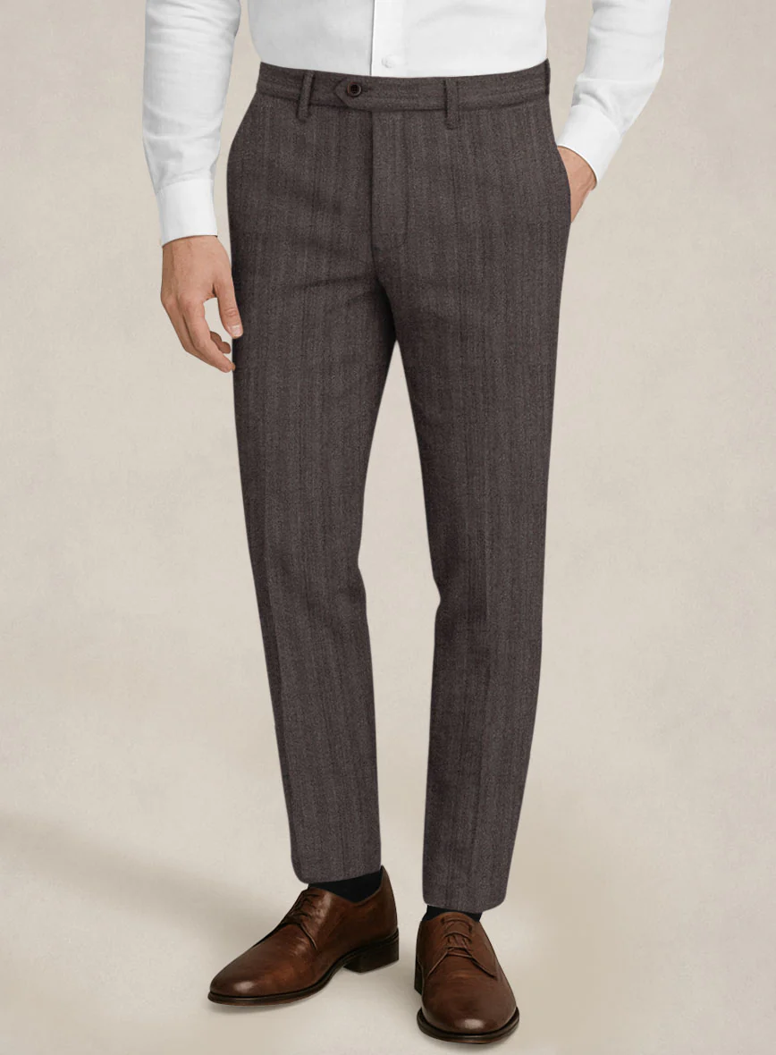 Bristol Dark Brown Herringbone Pants