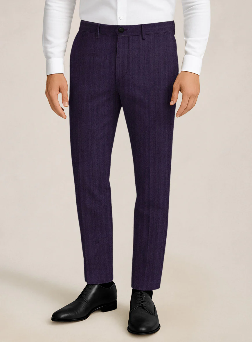 Bristol Eggplant Herringbone Pants