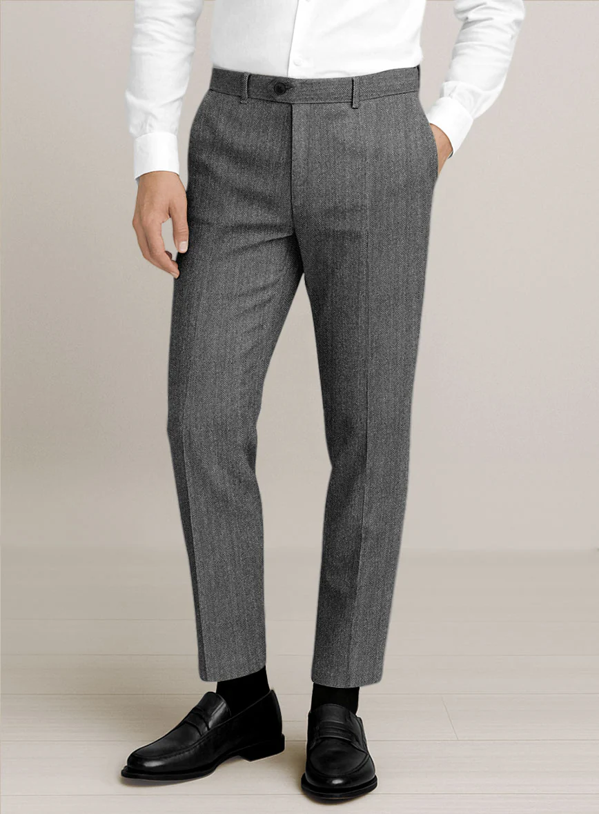 Bristol Light Gray Herringbone Pants