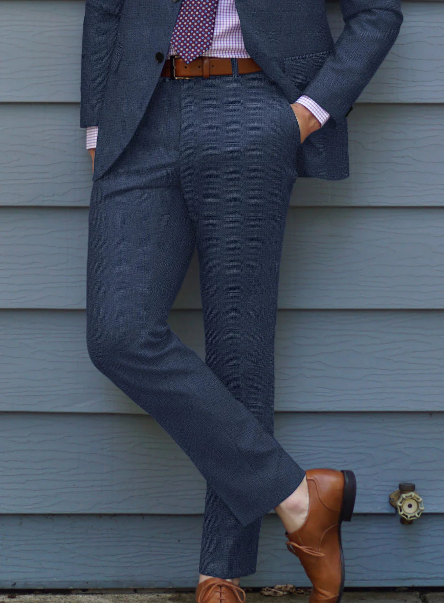 Bristol Light Navy Sharkskin Pants - Image 2