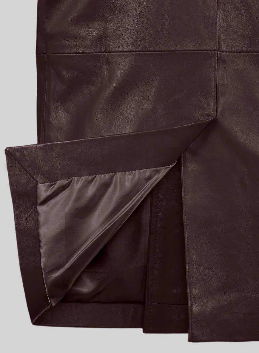 Burgundy Leather Pea Coat - Image 4