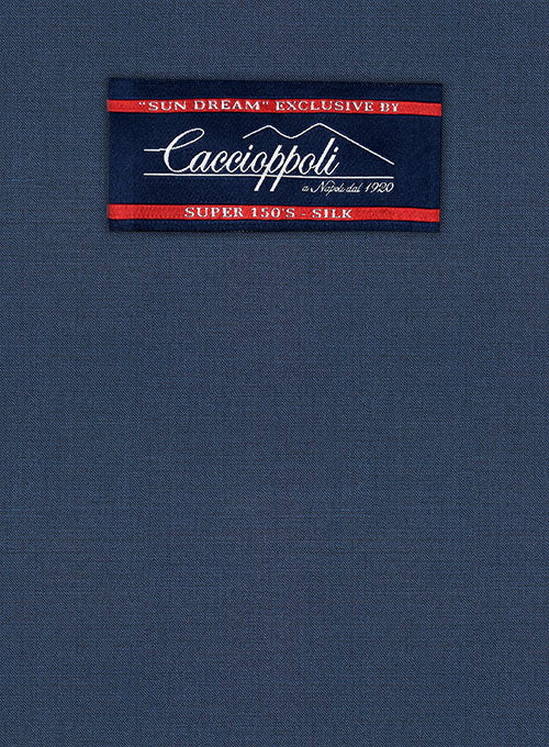 Caccioppoli Sun Dream Amango Flat Blue Wool Silk Pants - Image 5