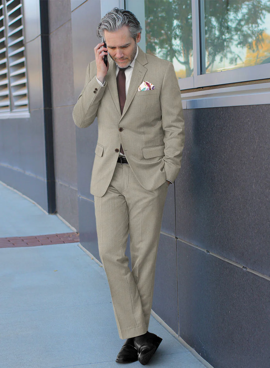Caccioppoli Sun Dream Beige Wool Silk Suit - Image 2