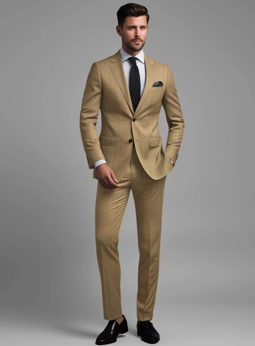 Caccioppoli Sun Dream Itodo Herringbone Wool Silk Suit