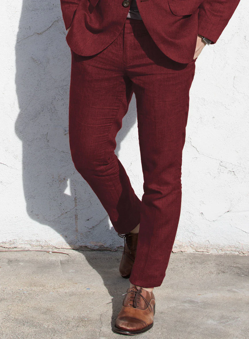 Campari Cranberry Linen Suit - Image 4