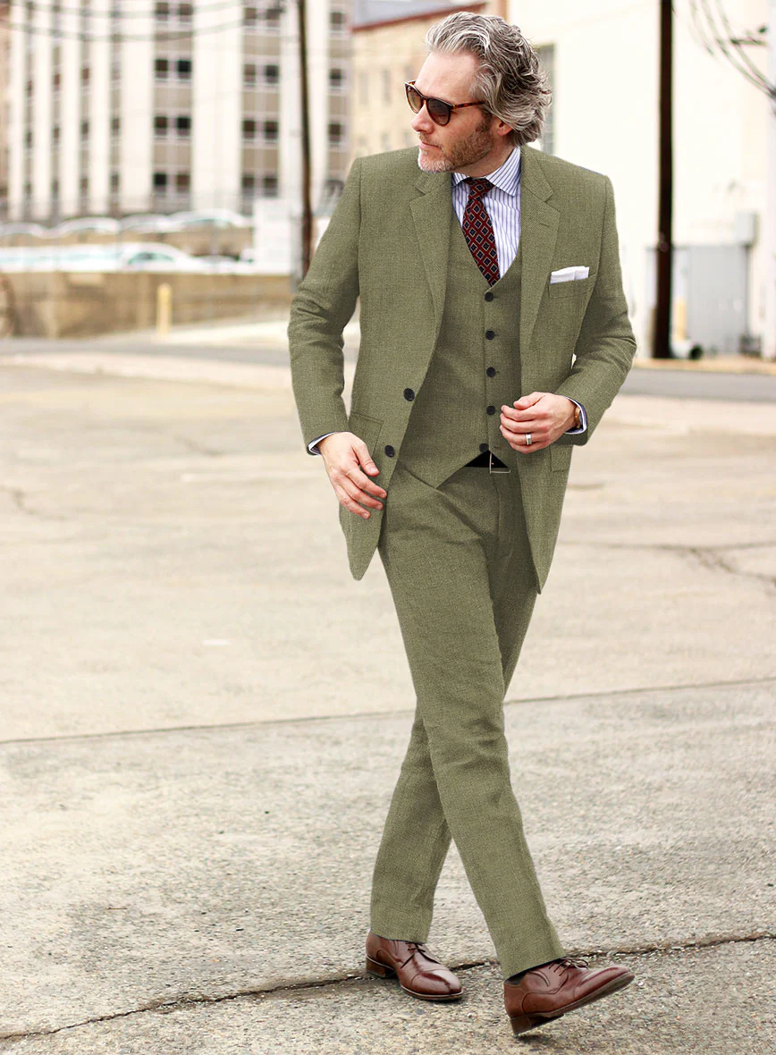 Campari Rustic Green Linen Suit - Image 2