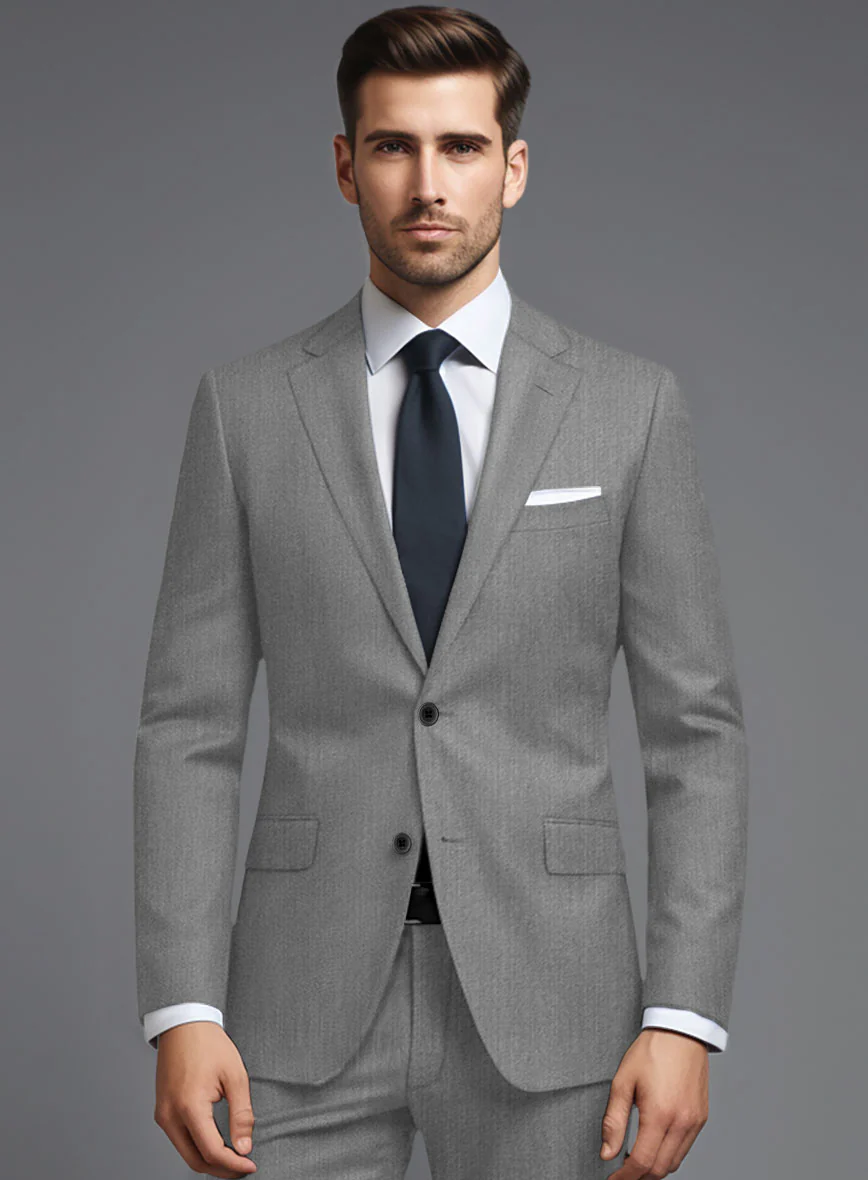 Cavalry Twill Light Gray Wool Jacket - Image 2