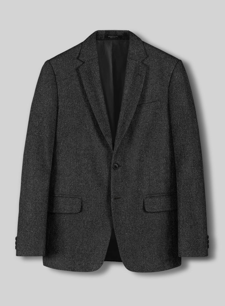 Charcoal Herringbone Tweed Jacket