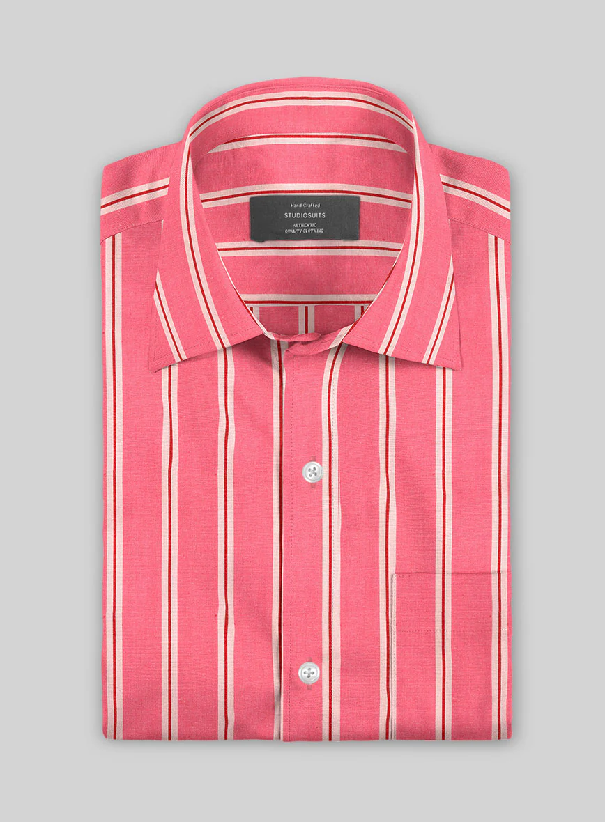 Coral Stripe Cotton Shirt
