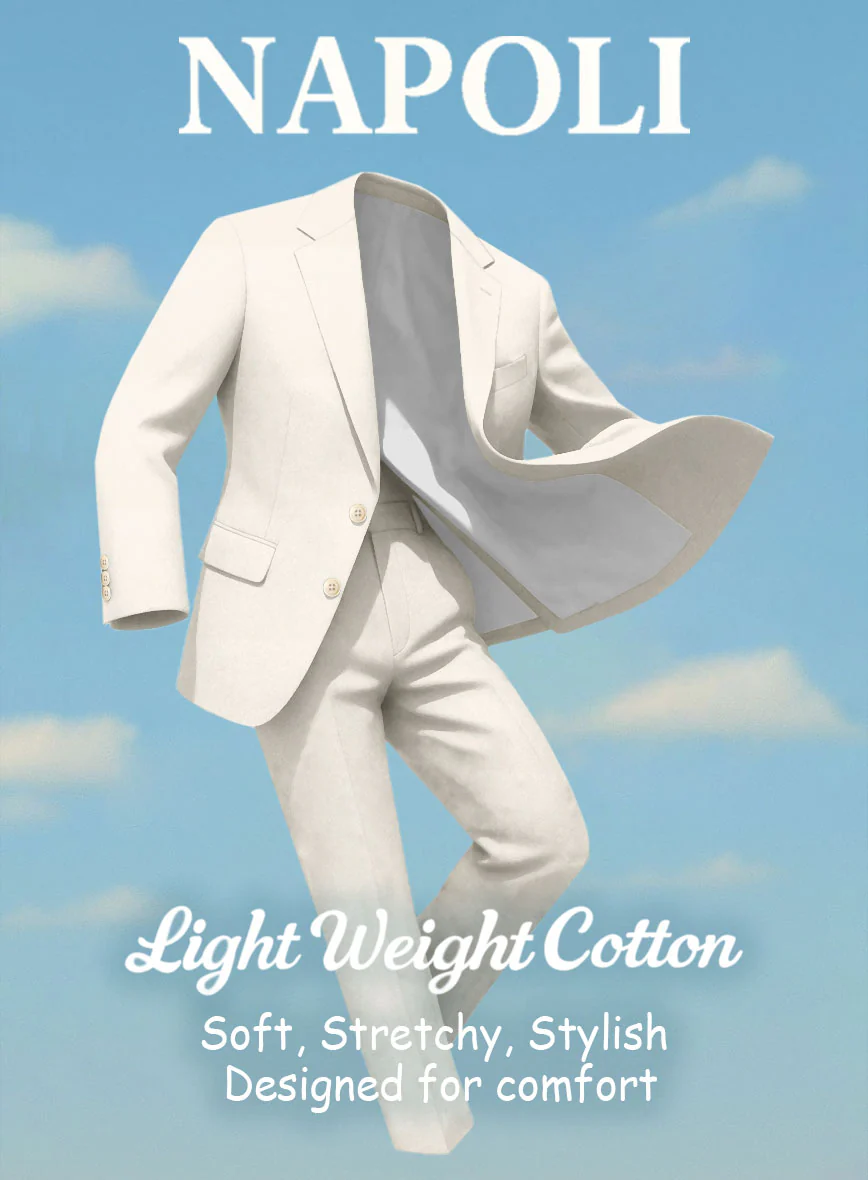 Cream Napoli Stretch Light Weight Cotton Jacket - Image 4
