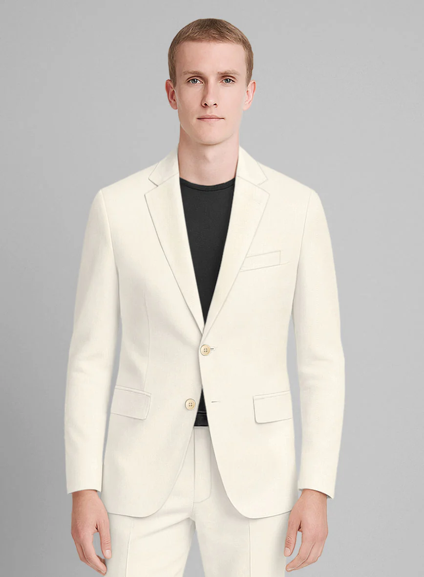 Cream Napoli Stretch Light Weight Cotton Suit - Image 3