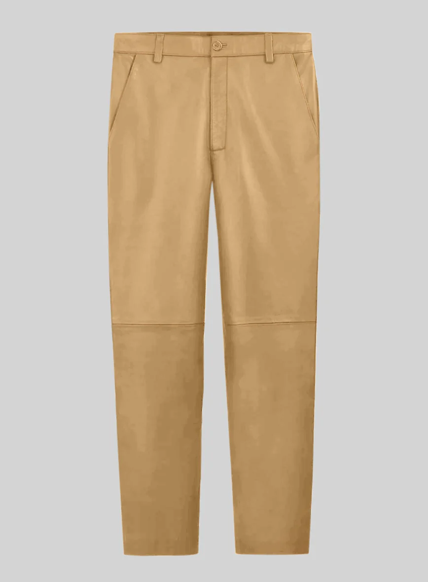 Dark Beige Leather Trousers