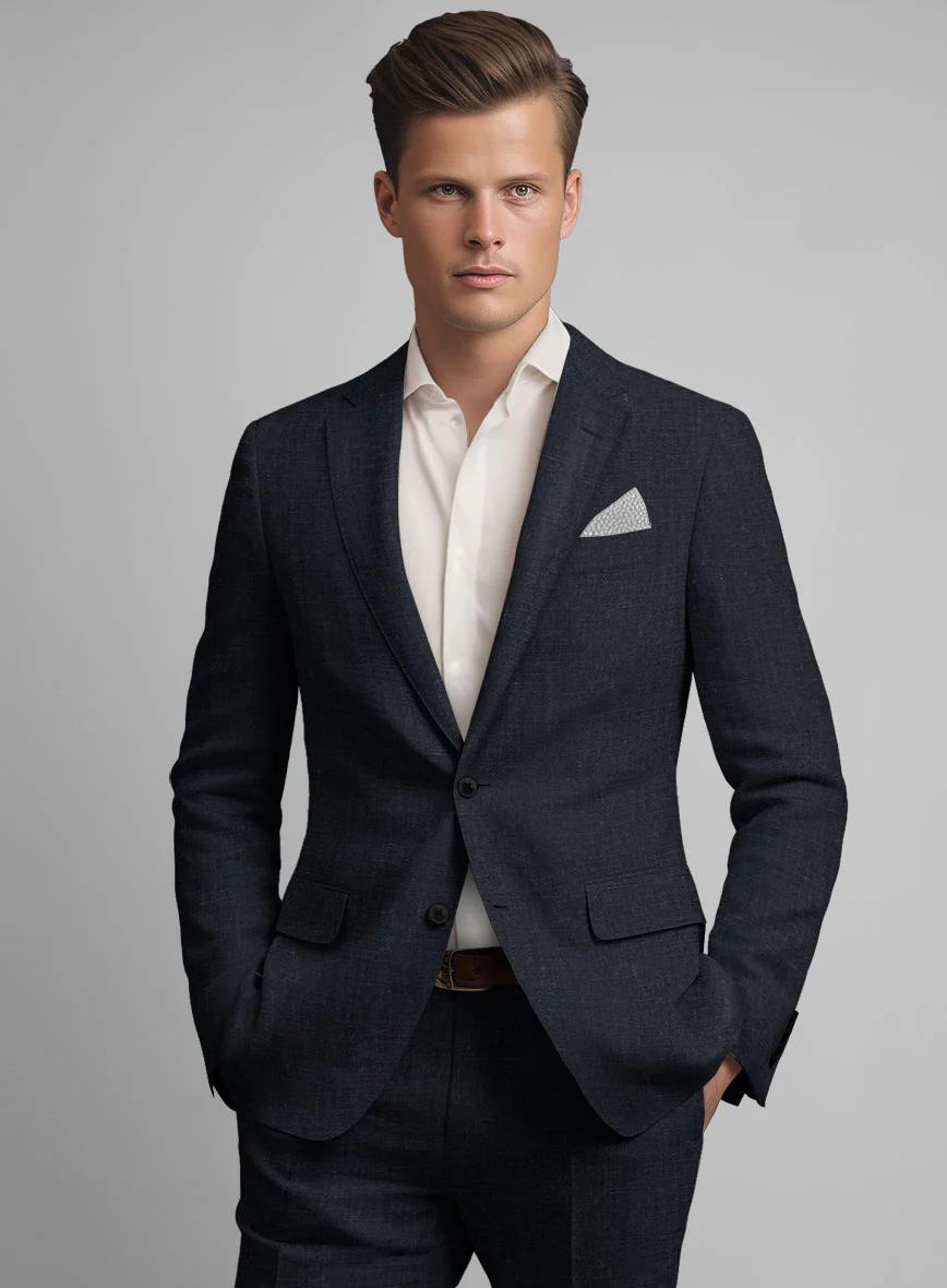 Dark Blue Linen Suit - Image 4