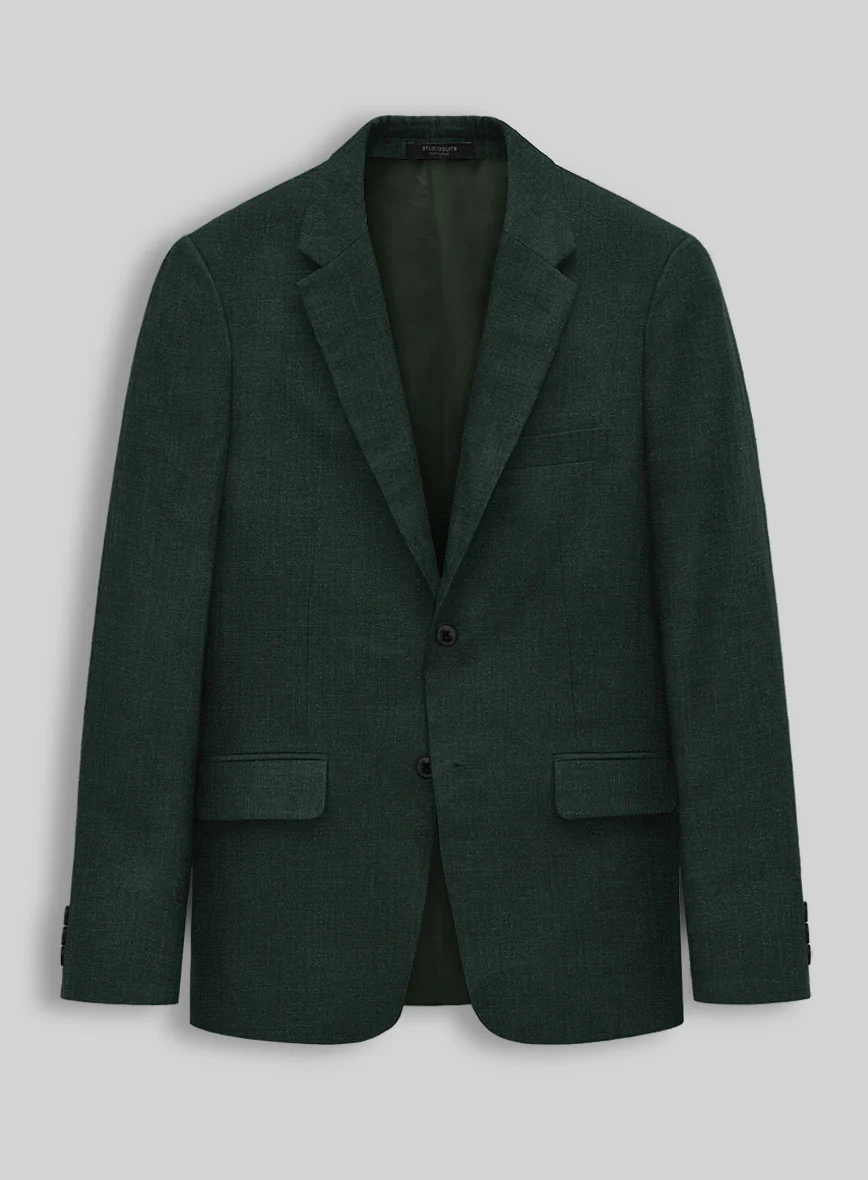 Dark Bottle Green Linen Jacket