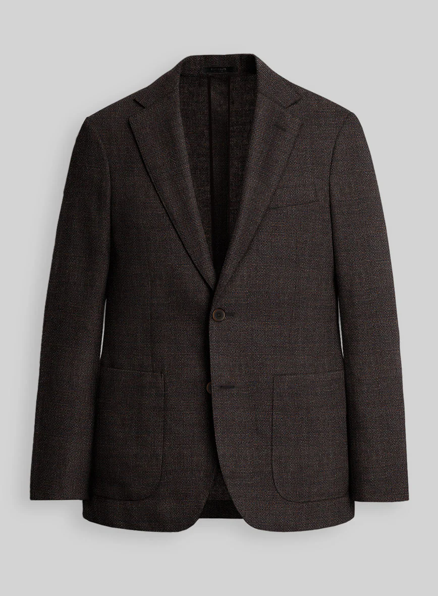 Dark Brown Hopsack Unlined Blazer