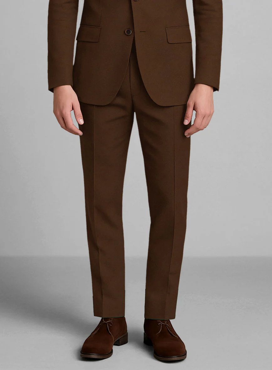 Dark Brown Napoli Stretch Light Weight Cotton Pants - Image 2