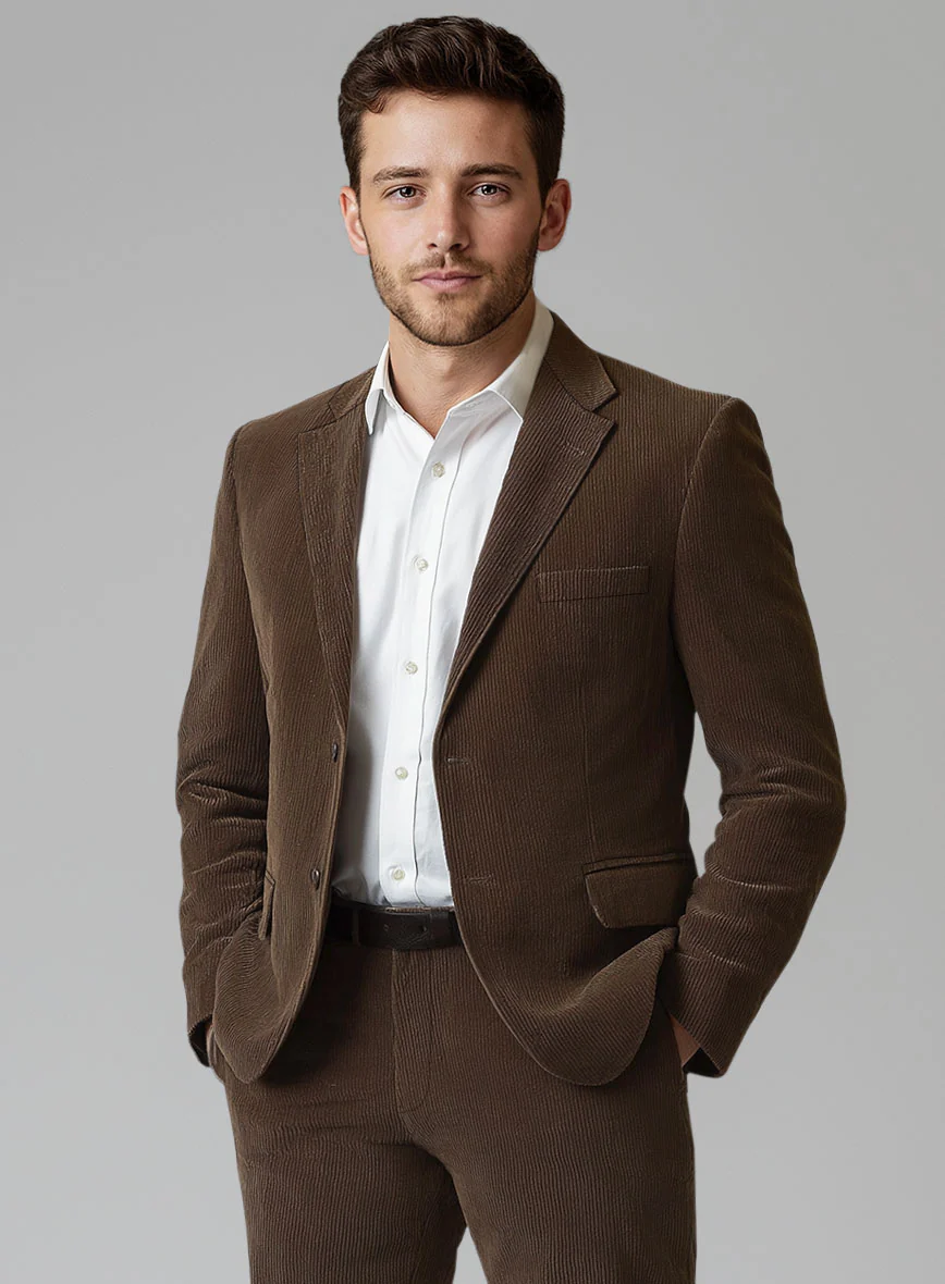 Dark Brown Stretch Pin Corduroy Jacket - Image 2