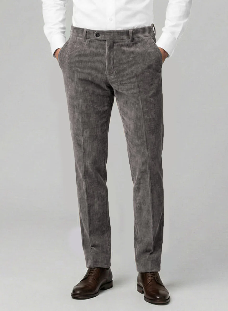 Dark Gray Stretch Pin Corduroy Pants