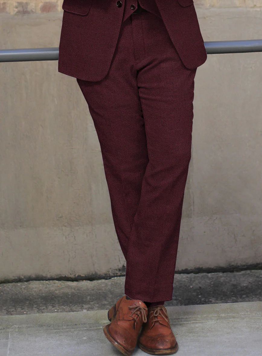 Dark Wine Heavy Tweed Pants - Image 2