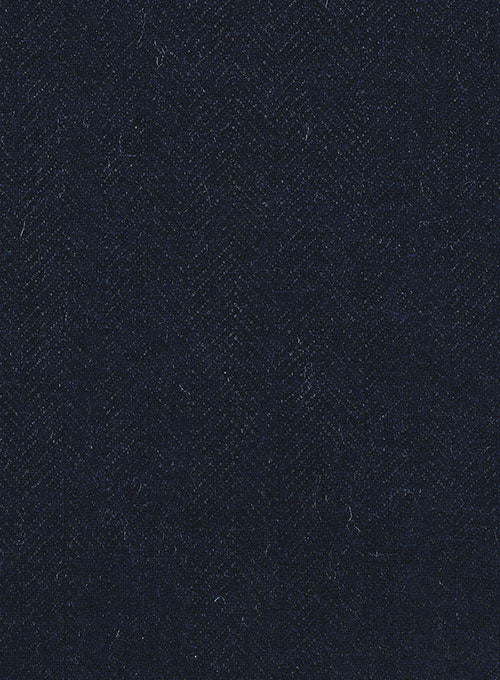 Deep Blue Herringbone Tweed Double Breasted Jacket - Image 2