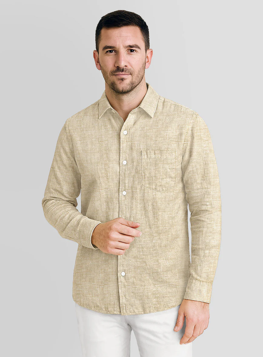 Dublin Barley Brown Linen Shirt - Image 2