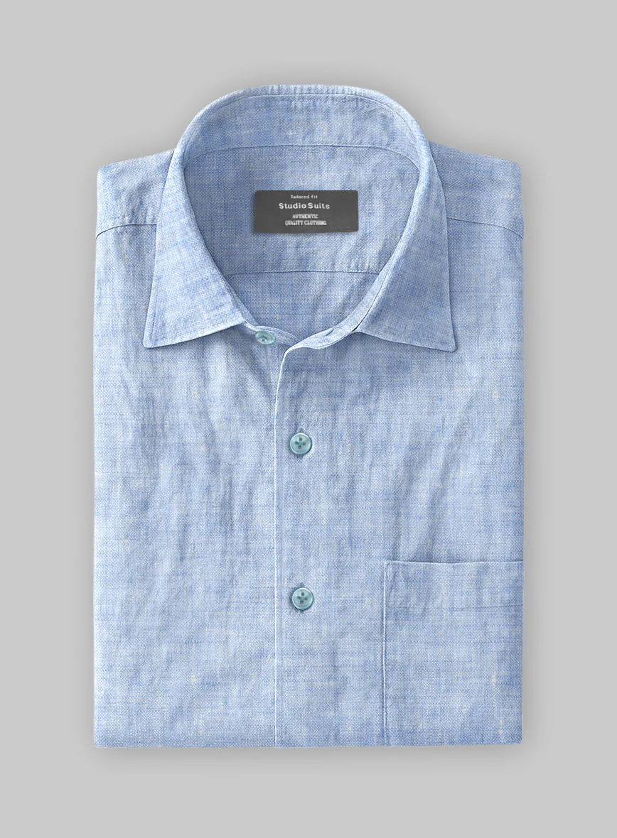 Dublin Blue Linen Shirt - Image 3
