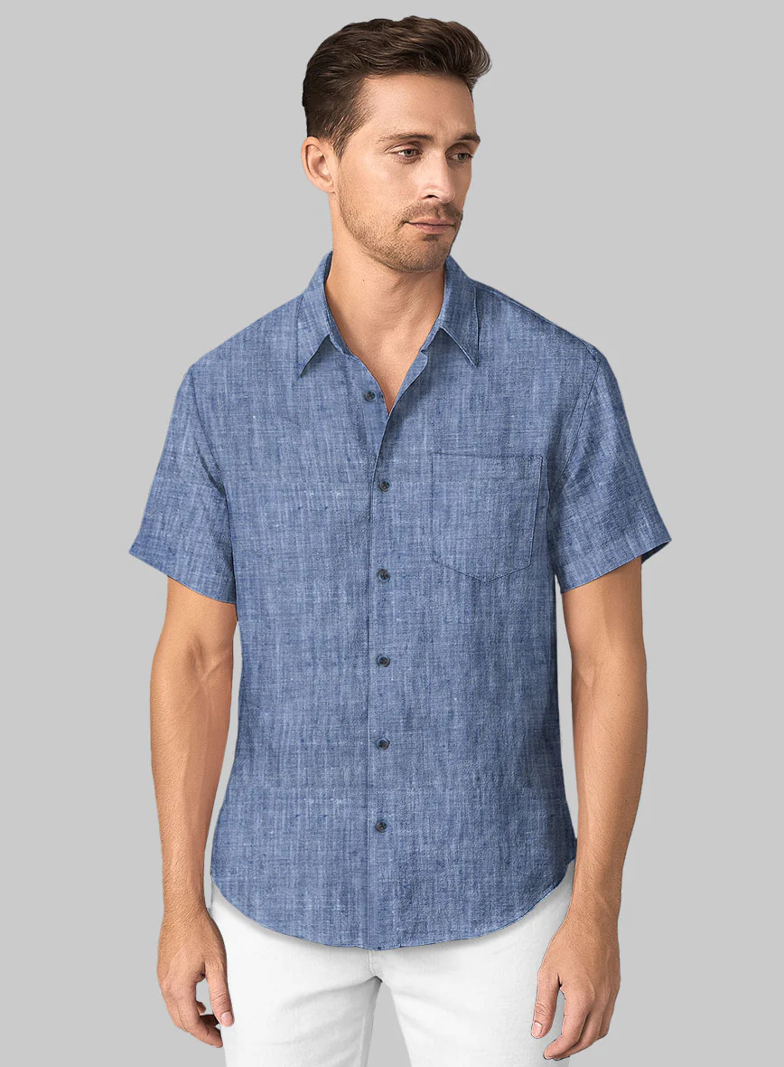 Dublin Ink Blue Linen Shirt - Image 2