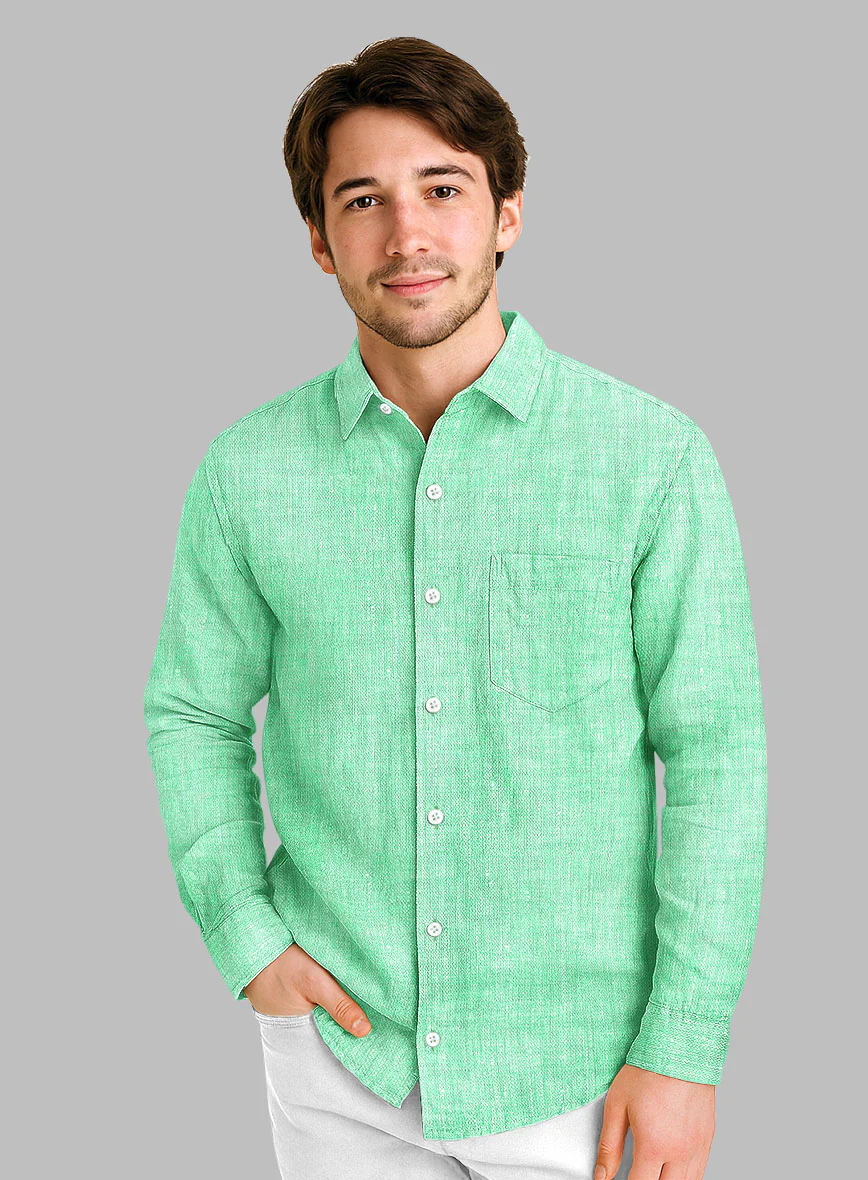 Dublin Shell Green Linen Shirt - Image 2