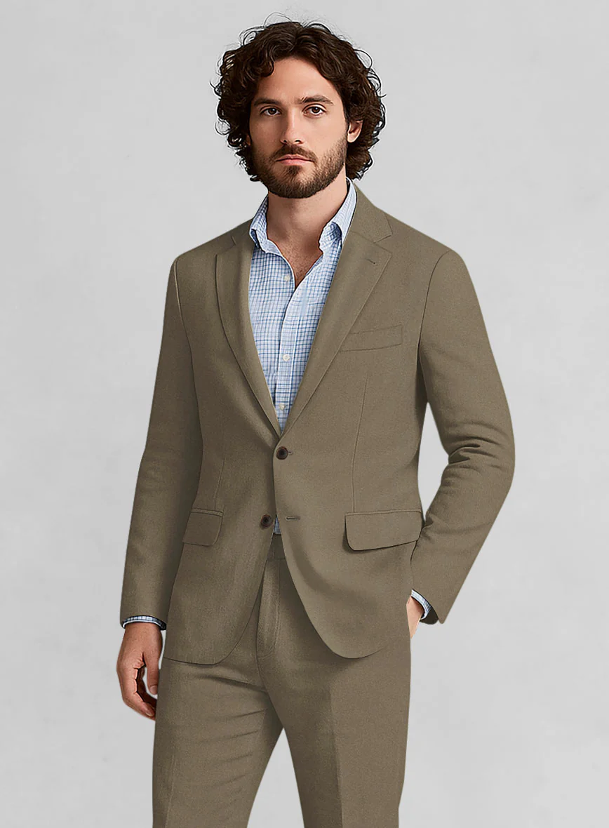 Earthy Brown Cotton Power Stretch Chino Jacket - Image 2