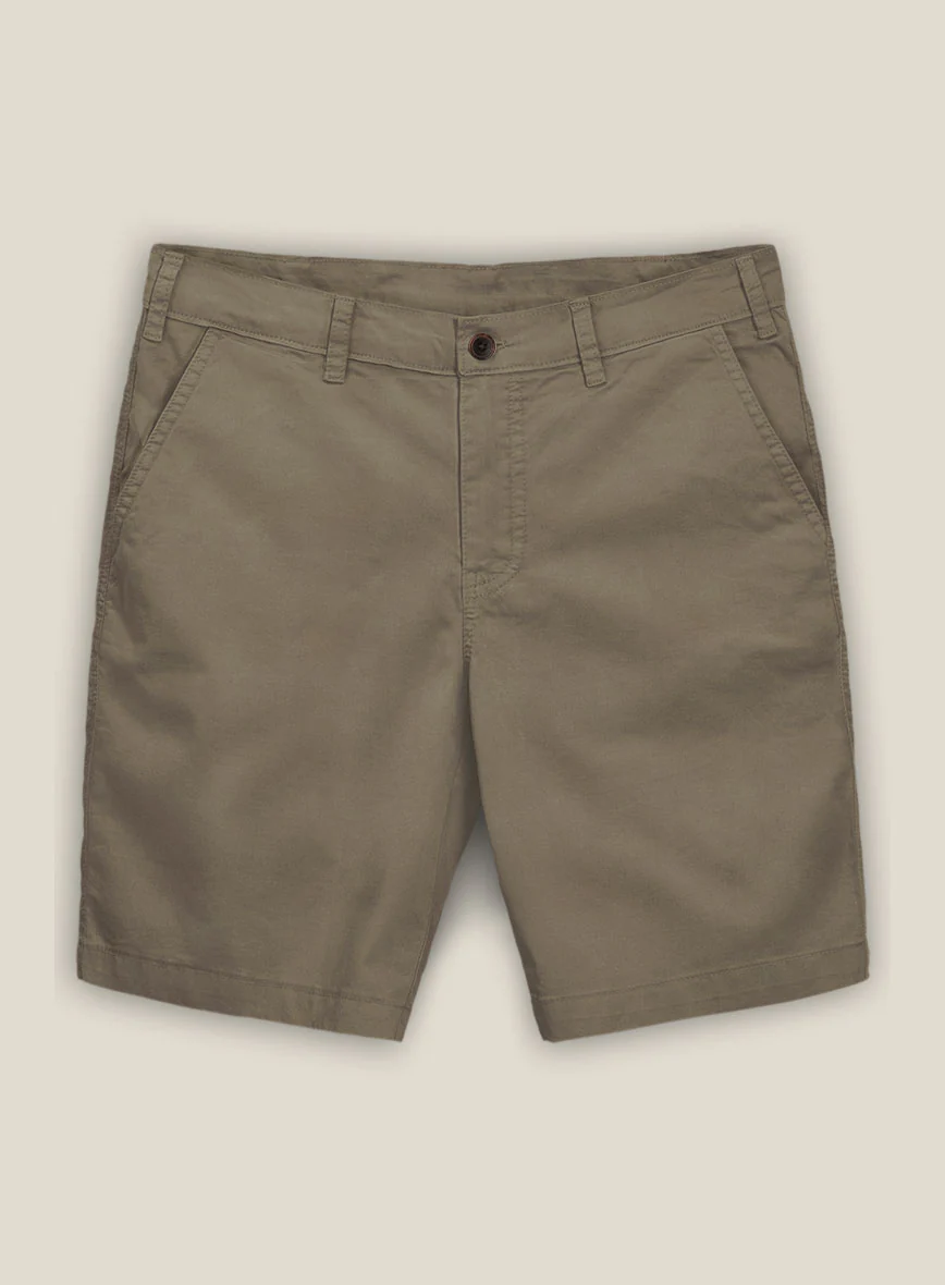 Earthy Brown Cotton Power Stretch Chino Shorts