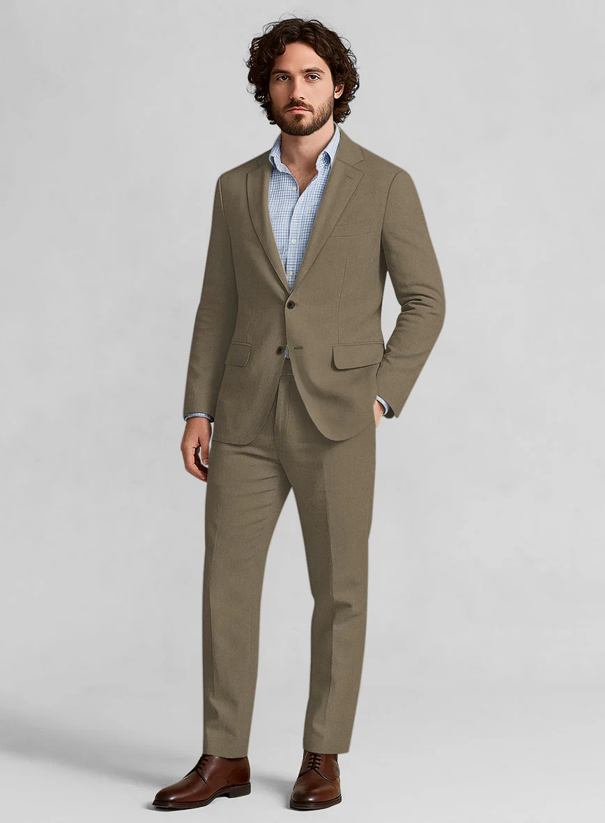 Earthy Brown Cotton Power Stretch Chino Suit