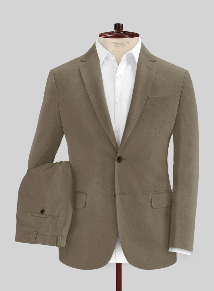 Earthy Brown Cotton Power Stretch Chino Suit - Image 2