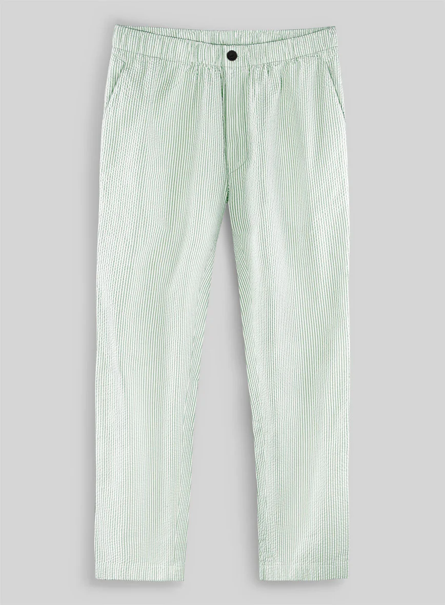 Easy Pants Light Green Seersucker